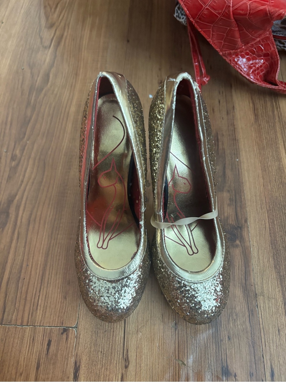 Baby phat gold glitter heels
